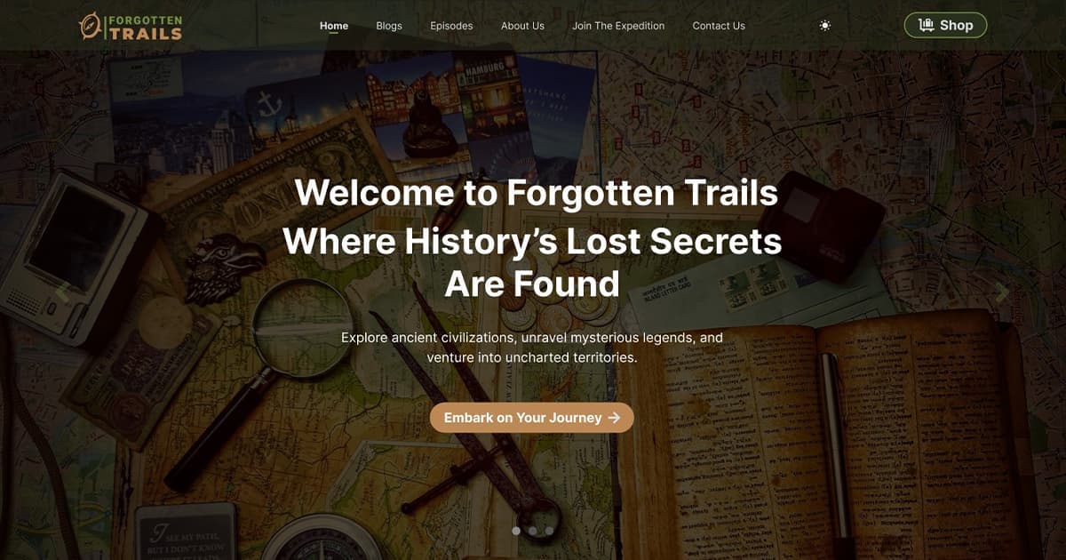 Forgotten Trails adventure website image